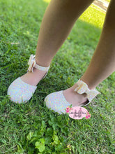 Load image into Gallery viewer, Bow Ankle Strap Flats- Glow In The Dark - Pink Confetti