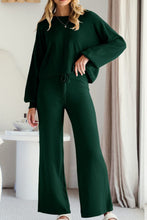 Load image into Gallery viewer, Round Neck Long Sleeve Top and Pants Set
