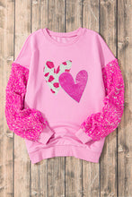 Load image into Gallery viewer, Valentine’s Day Sequin Heart Long Sleeve Sweatshirt
