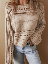 Load image into Gallery viewer, Hollow Out Cable-Knit Boat Neck Sweater
