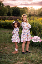Load image into Gallery viewer, Pink Halloween Ruffle Long Sleeve Dress