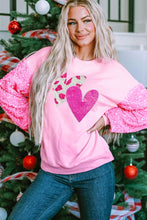 Load image into Gallery viewer, Valentine’s Day Sequin Heart Long Sleeve Sweatshirt