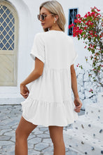 Load image into Gallery viewer, Ruched Tiered V-Neck Short Sleeve Mini Dress