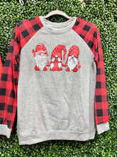 Load image into Gallery viewer, Ladies Buffalo Plaid Gnome Long Sleeve Top