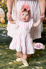Load image into Gallery viewer, Mommy and Me Pink Striped Ruffle Dress