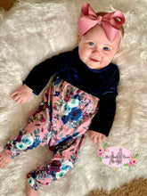 Load image into Gallery viewer, Blue Velvet Floral Alley Cat Romper