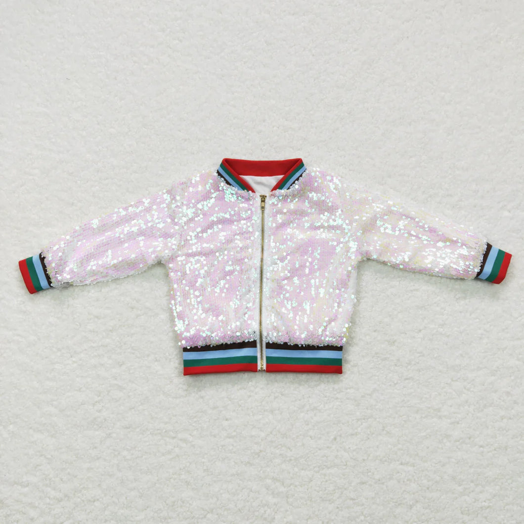 Pre-order RTS from Supplier White  Sequin Zip Up Jacket