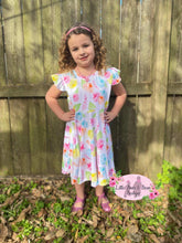 Load image into Gallery viewer, Yellow and Sky Blue Floral Twirl Dress