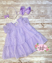 Load image into Gallery viewer, Lilac Swiss Dot Dress