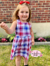 Load image into Gallery viewer, Patriotic Plaid Cross Back Dress