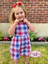 Load image into Gallery viewer, Patriotic Plaid Cross Back Dress