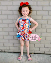 Load image into Gallery viewer, Dark Blue Ice Cream Cone Ruffle Romper