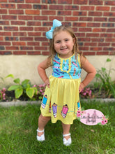 Load image into Gallery viewer, Colorful Crayons on a Yellow Dress