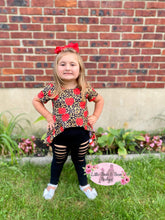 Load image into Gallery viewer, Leopard Apples High-Low Tunic With Distressed Leggings