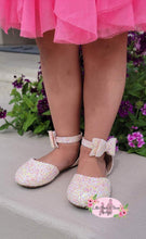 Load image into Gallery viewer, Bow Ankle Strap Flats- Glow In The Dark - Pink Confetti