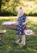 Load image into Gallery viewer, Multi Color Alphabet Black Dress