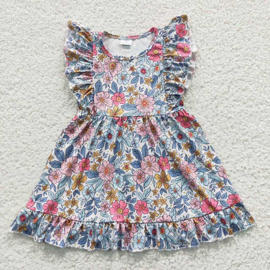 Pre-order RTS from Supplier Blue and Pink Ruffle Floral Dress