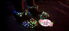 Load image into Gallery viewer, Bow Ankle Strap Flats- Glow In The Dark - Pink Confetti