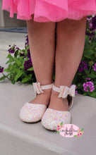 Load image into Gallery viewer, Bow Ankle Strap Flats- Glow In The Dark - Pink Confetti