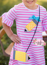 Load image into Gallery viewer, Striped Pencil Pocket Dress with Socks and Purse