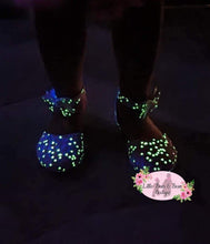 Load image into Gallery viewer, Bow Ankle Strap Flats- Glow In The Dark - Pink Confetti