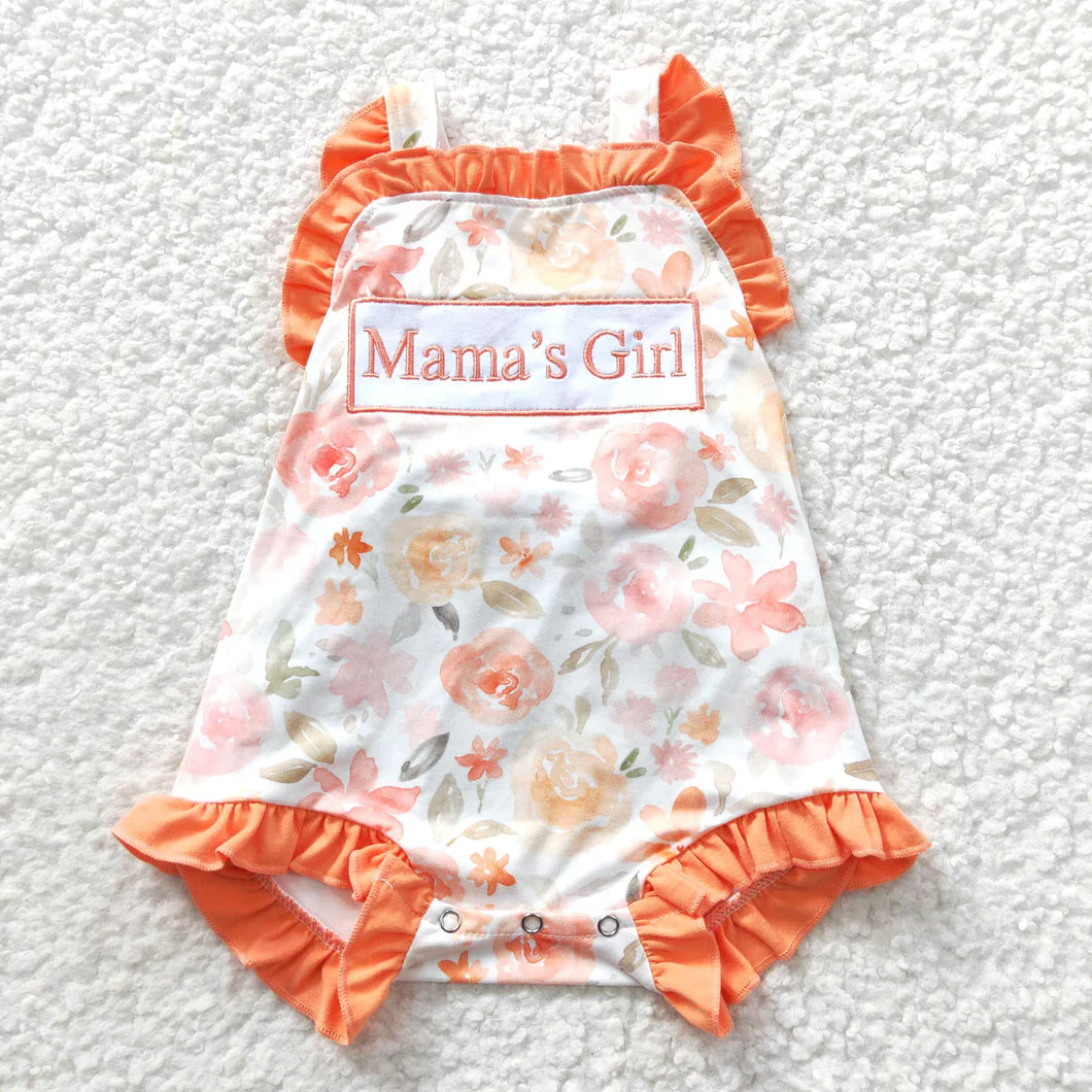 Pre-order RTS from Supplier Orange Mama’s Girl Embroidery Romper