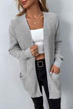 Load image into Gallery viewer, Rib-Knit Open Front Pocketed Cardigan