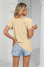 Load image into Gallery viewer, Eyelet Layered Flutter Sleeve V-Neck Knit Top