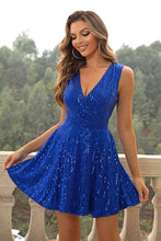 Load image into Gallery viewer, Sequin Surplice Neck Sleeveless Dress
