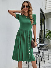 Load image into Gallery viewer, Button Detail Tee Dress with Pockets
