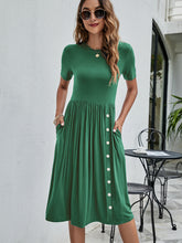 Load image into Gallery viewer, Button Detail Tee Dress with Pockets