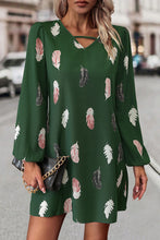 Load image into Gallery viewer, Feather Print V-Neck Dress