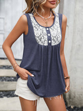 Load image into Gallery viewer, Lace Contrast Scoop Neck Tank