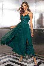 Load image into Gallery viewer, Spaghetti Strap Slit Mesh Dress