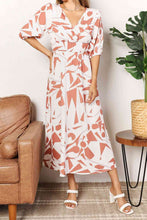 Load image into Gallery viewer, Double Take Printed Surplice Balloon Sleeve Dress