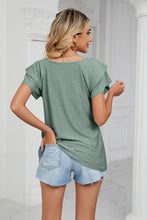 Load image into Gallery viewer, Eyelet Layered Flutter Sleeve V-Neck Knit Top
