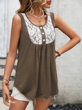 Load image into Gallery viewer, Lace Contrast Scoop Neck Tank