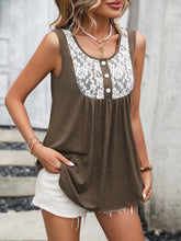 Load image into Gallery viewer, Lace Contrast Scoop Neck Tank