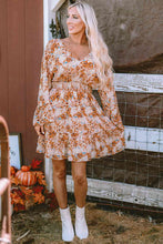 Load image into Gallery viewer, Floral Frill Trim V-Neck Smocked Dress
