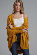 Load image into Gallery viewer, Dolman Sleeve Open Front Ribbed Trim Longline Cardigan