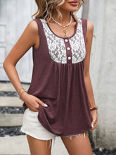 Load image into Gallery viewer, Lace Contrast Scoop Neck Tank