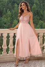 Load image into Gallery viewer, Spaghetti Strap Slit Mesh Dress