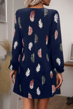 Load image into Gallery viewer, Feather Print V-Neck Dress
