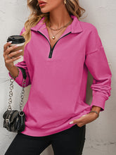 Load image into Gallery viewer, Zip-Up Dropped Shoulder Sweatshirt
