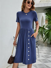 Load image into Gallery viewer, Button Detail Tee Dress with Pockets
