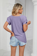Load image into Gallery viewer, Eyelet Layered Flutter Sleeve V-Neck Knit Top