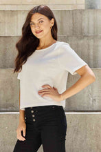 Load image into Gallery viewer, And The Why Pearly White Full Size Criss Cross Pearl Detail Open Back T-Shirt