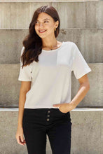 Load image into Gallery viewer, And The Why Pearly White Full Size Criss Cross Pearl Detail Open Back T-Shirt