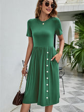 Load image into Gallery viewer, Button Detail Tee Dress with Pockets