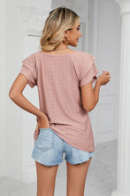 Load image into Gallery viewer, Eyelet Layered Flutter Sleeve V-Neck Knit Top